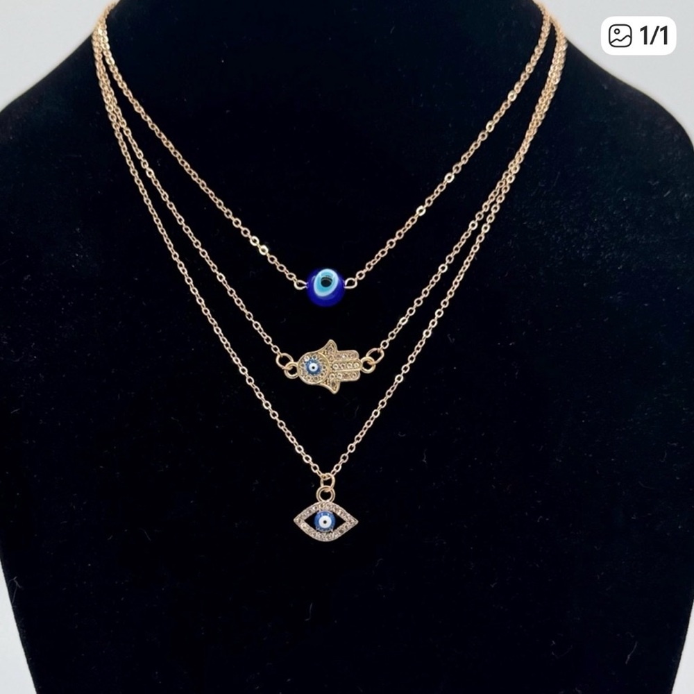 Gold Evil Eye Layered Necklace